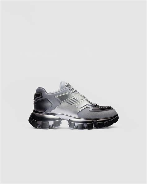 prada cloudbust fabric sneakers silver white|Prada cloudbust thunder sequined sneakers.